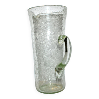 Large vintage biot bubble glass punch orangeade pitcher in light green 33.5cm
