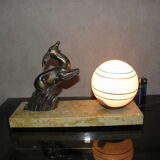 Art Deco marble figurine table lamp
