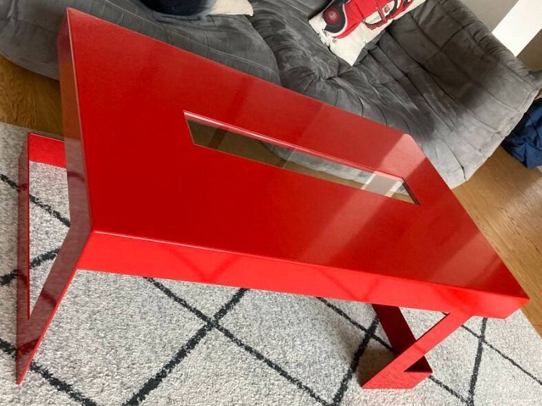Red metal architect coffee table
