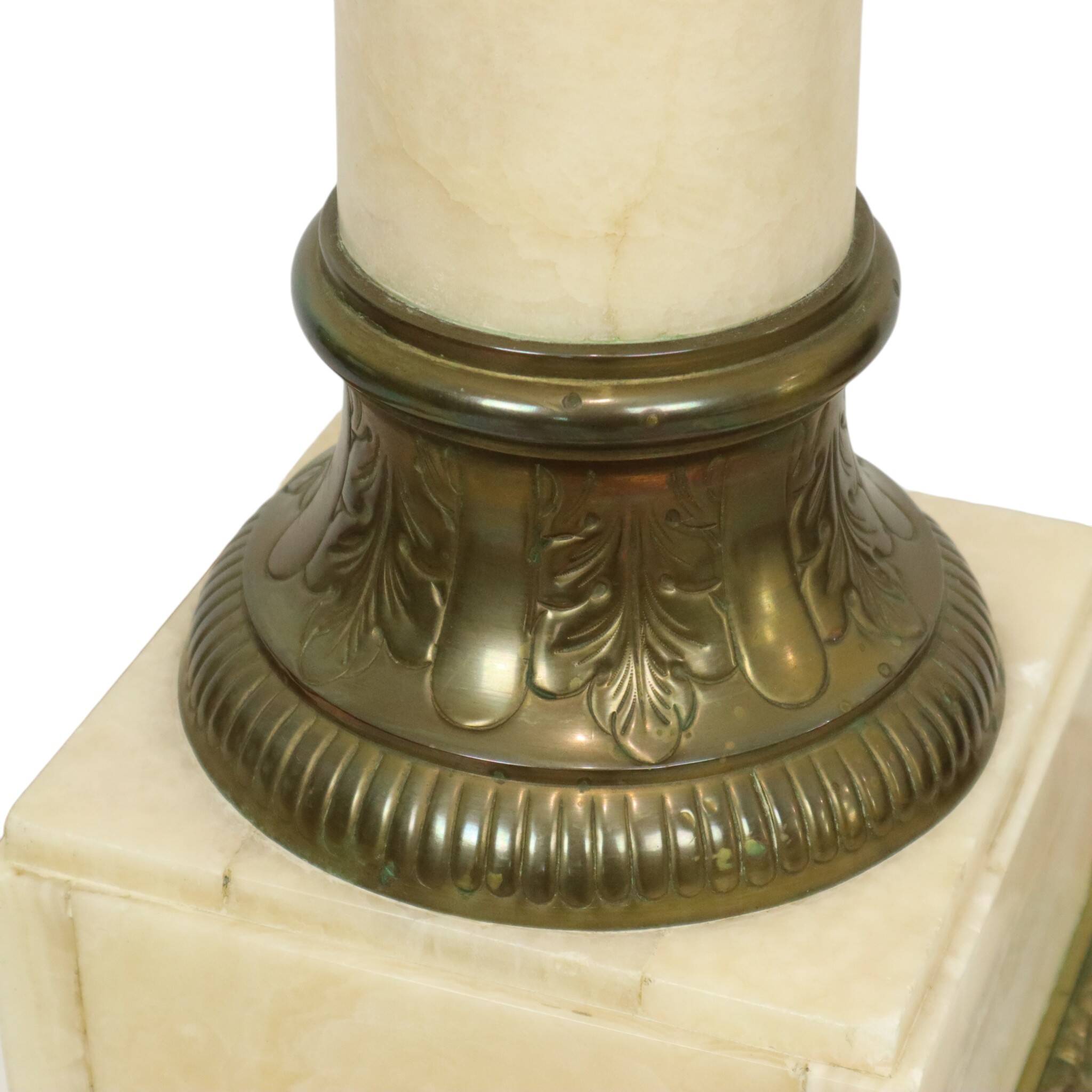 Antique Column Pedestal Onyx Marble and Bronze 19th Century 115cm