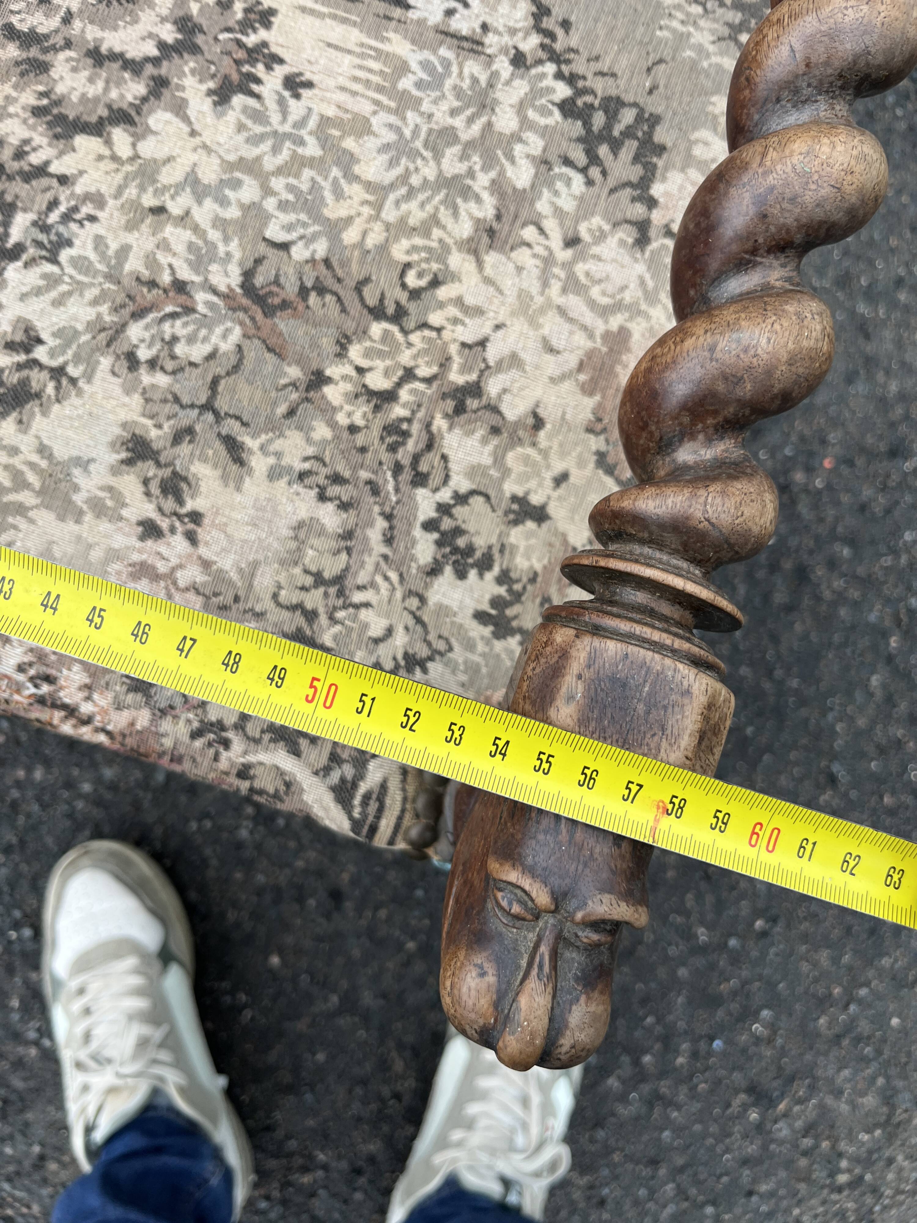 Louis XIII style armchair with twisted backrest and legs.