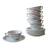 Set of 9 cups and a saucer - Gien, France, Gilles model