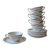 Ensemble de 9 tasses et coupelle - Gien, France modèle Gilles