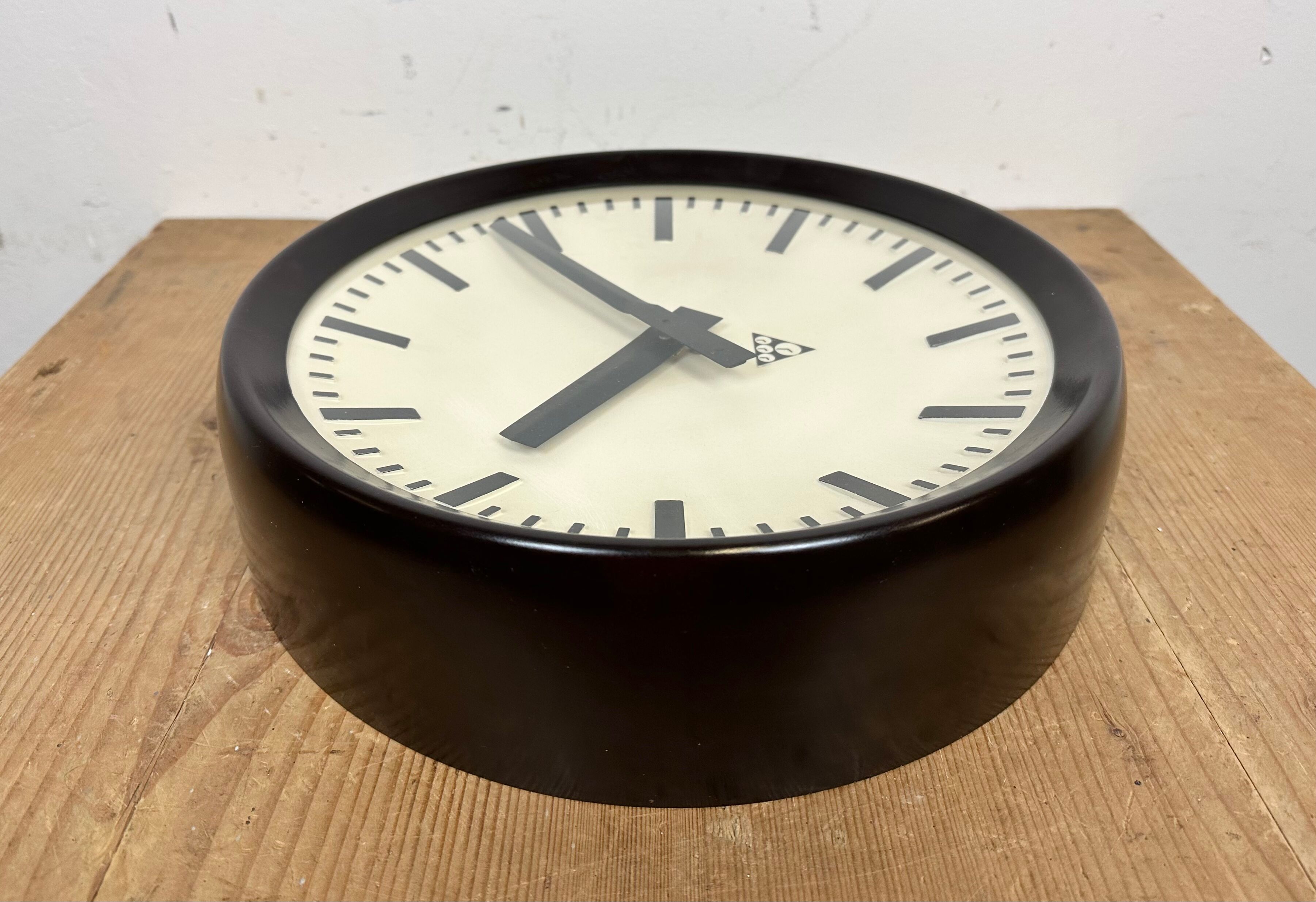 Industrial Bakelite Factory Wall Clock from Pragotron, 1960s