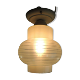 Scandinavian Ceiling Light In Ribbed Glass /vintage