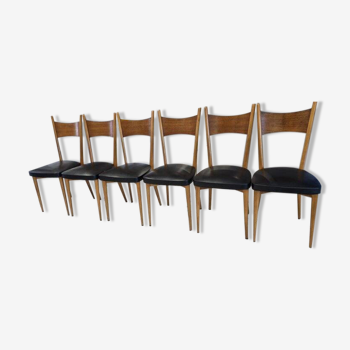 Suite de 6 chaises scandinaves, années 1960