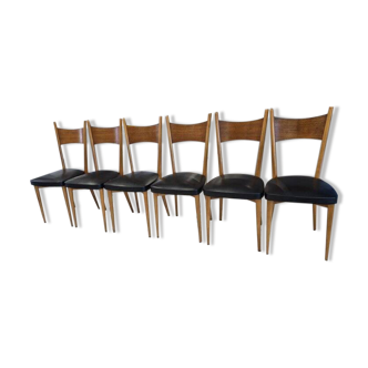 Suite de 6 chaises scandinaves, années 1960
