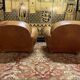 Pair of club armchairs in Havana leather 1950
