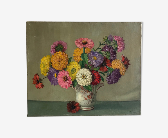 Bouquet de fleurs - tableau de Primo Dolzan - années 1930
