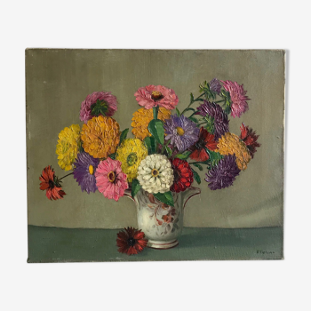 Bouquet of flowers - painting by Primo Dolzan - 1930s