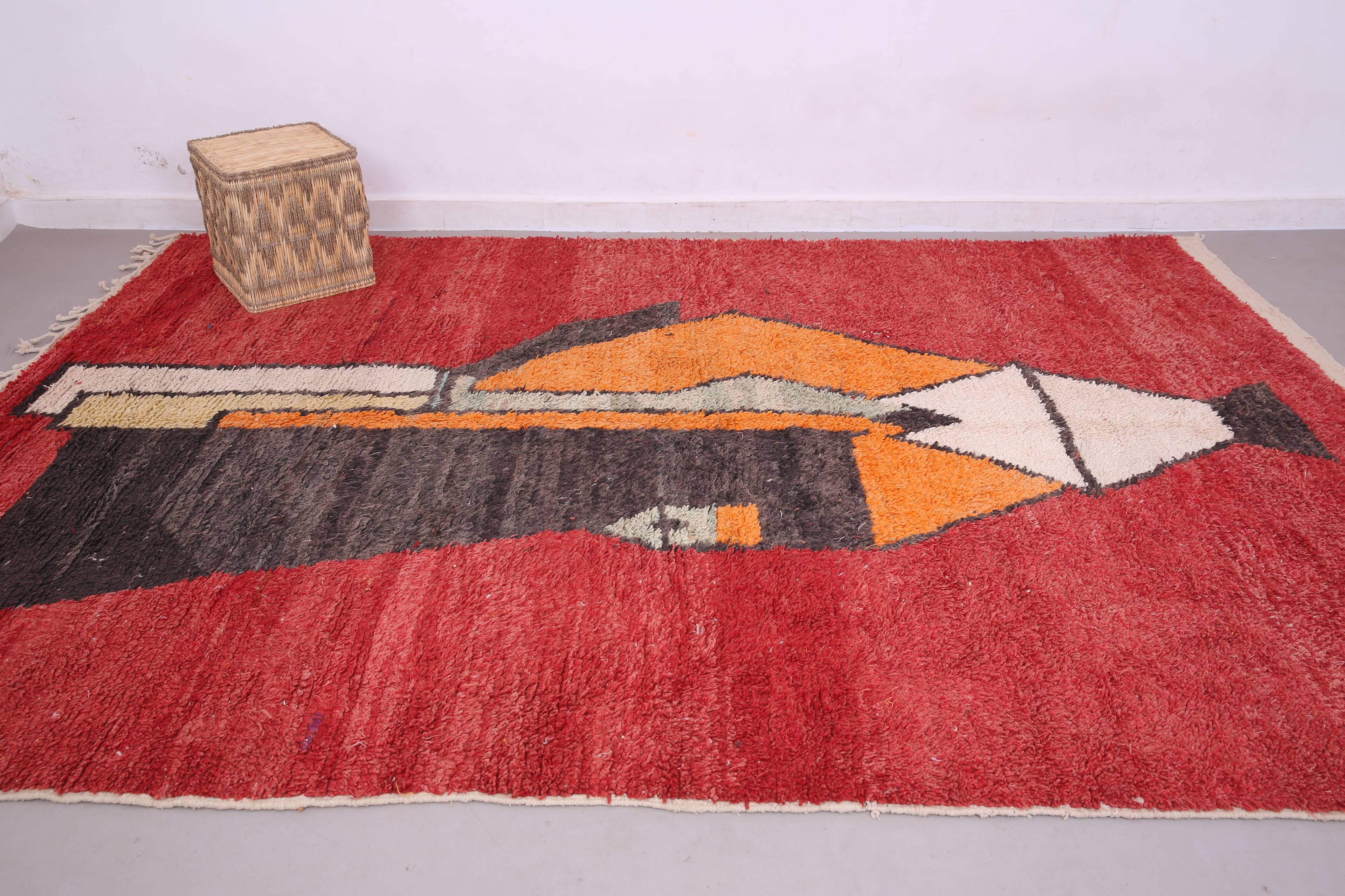 Abstract Vintage Moroccan Rug 238 x 334 - Berber Wool Rug - Handmade Rug