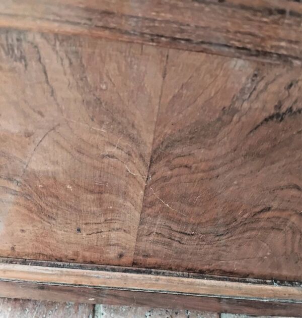 Ancienne Table De Nuit En Bois Avec Plaque De Marbre Vintage