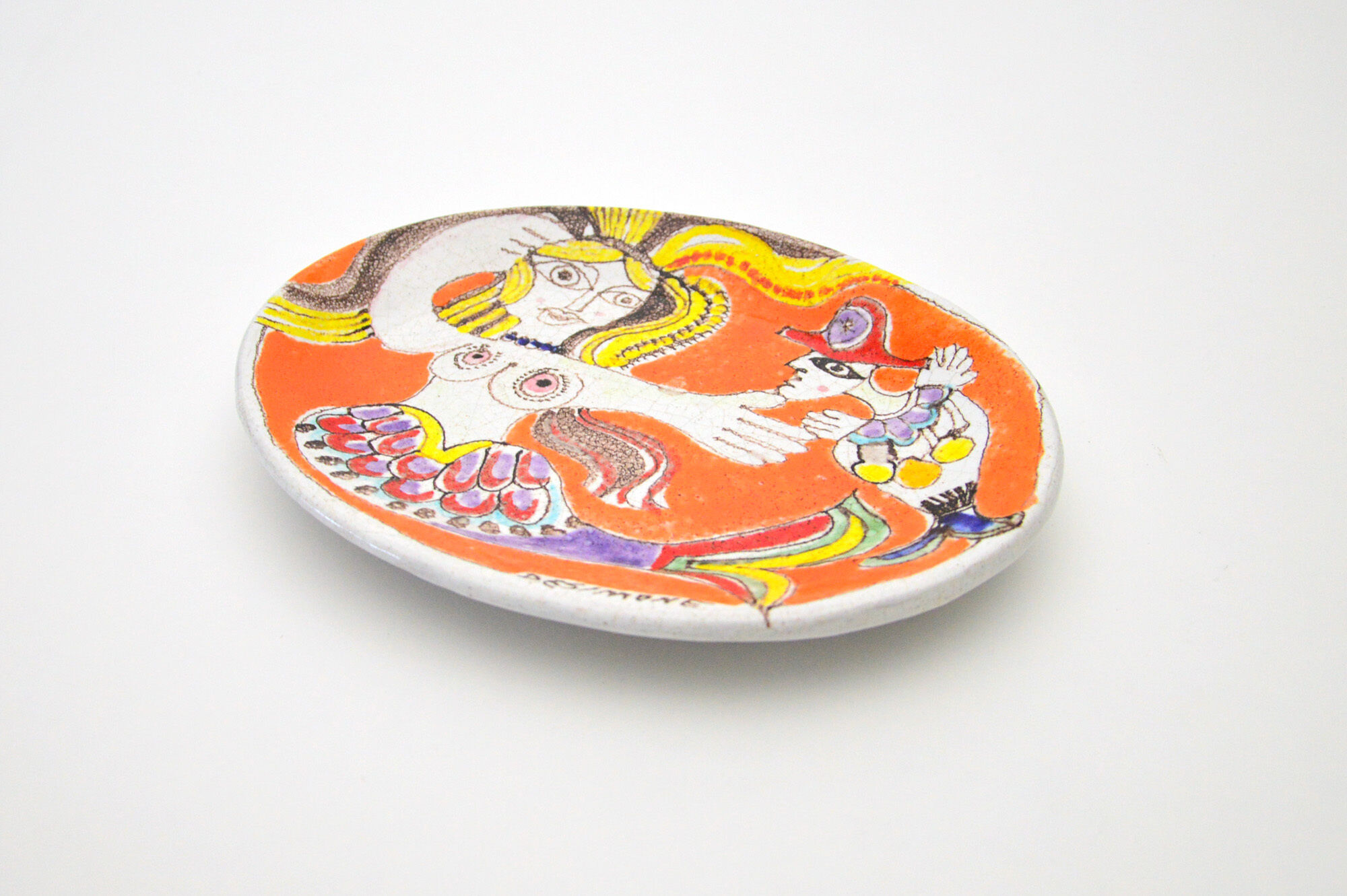 Vintage italian ceramic oval plate by Giovanni De Simone, 1960s