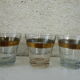 5 drinks a cocktail vintage 1950, edged gold and each Fund has a different color