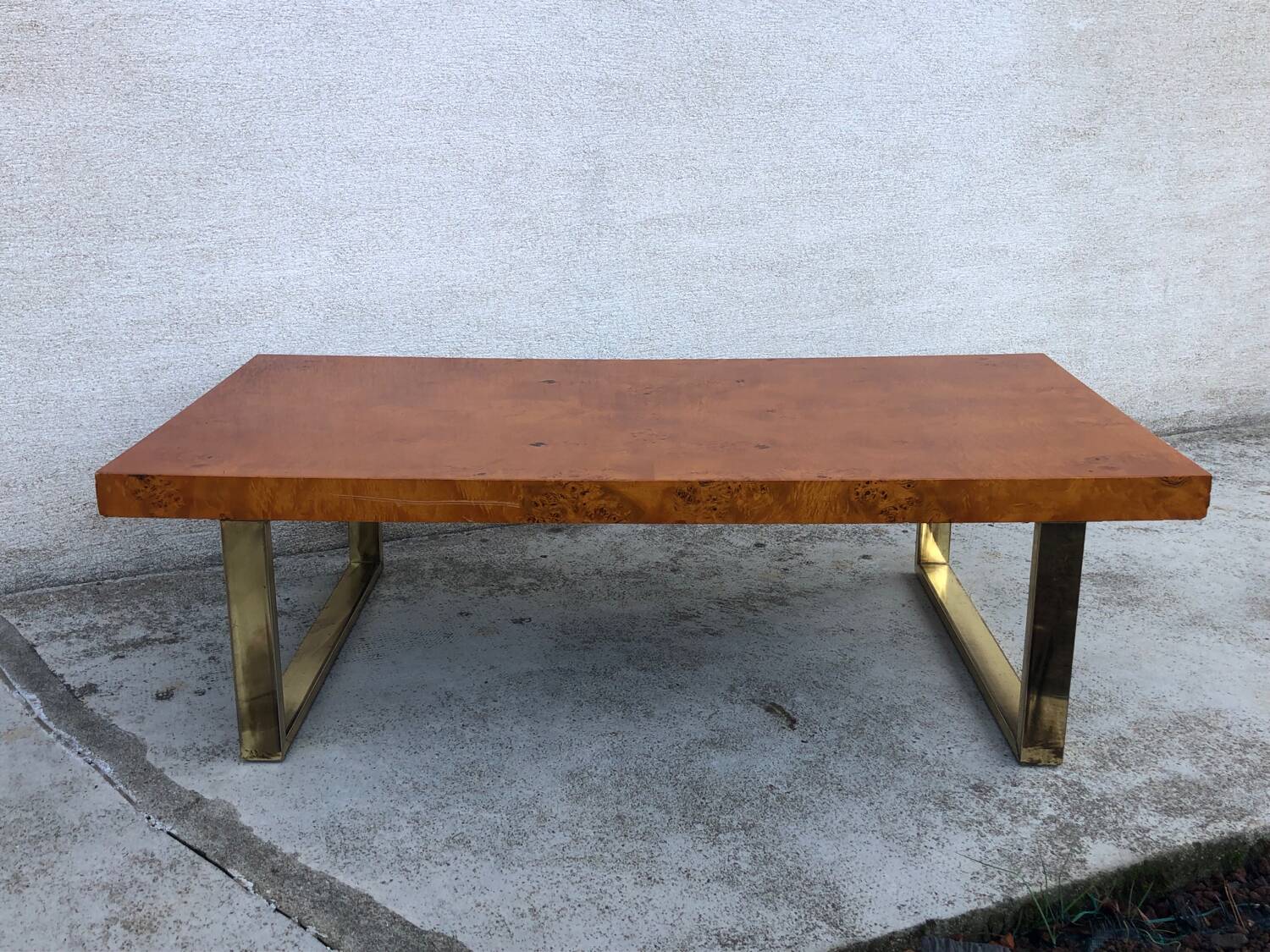 Vintage art deco coffee table with pretty metal leg