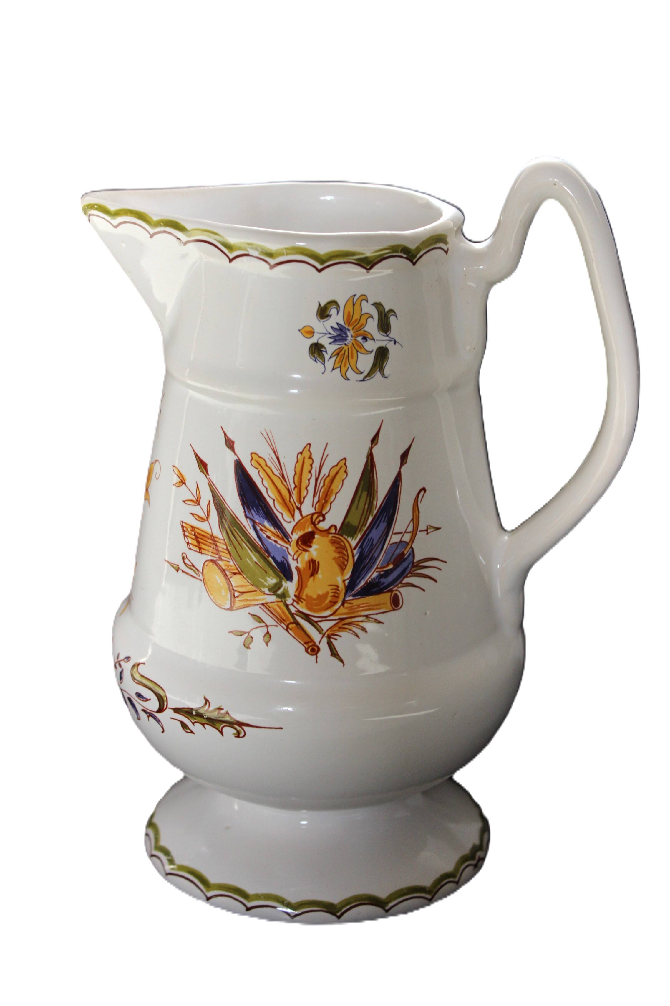 Rare Moustiers pitcher reproduction from the 18th century.