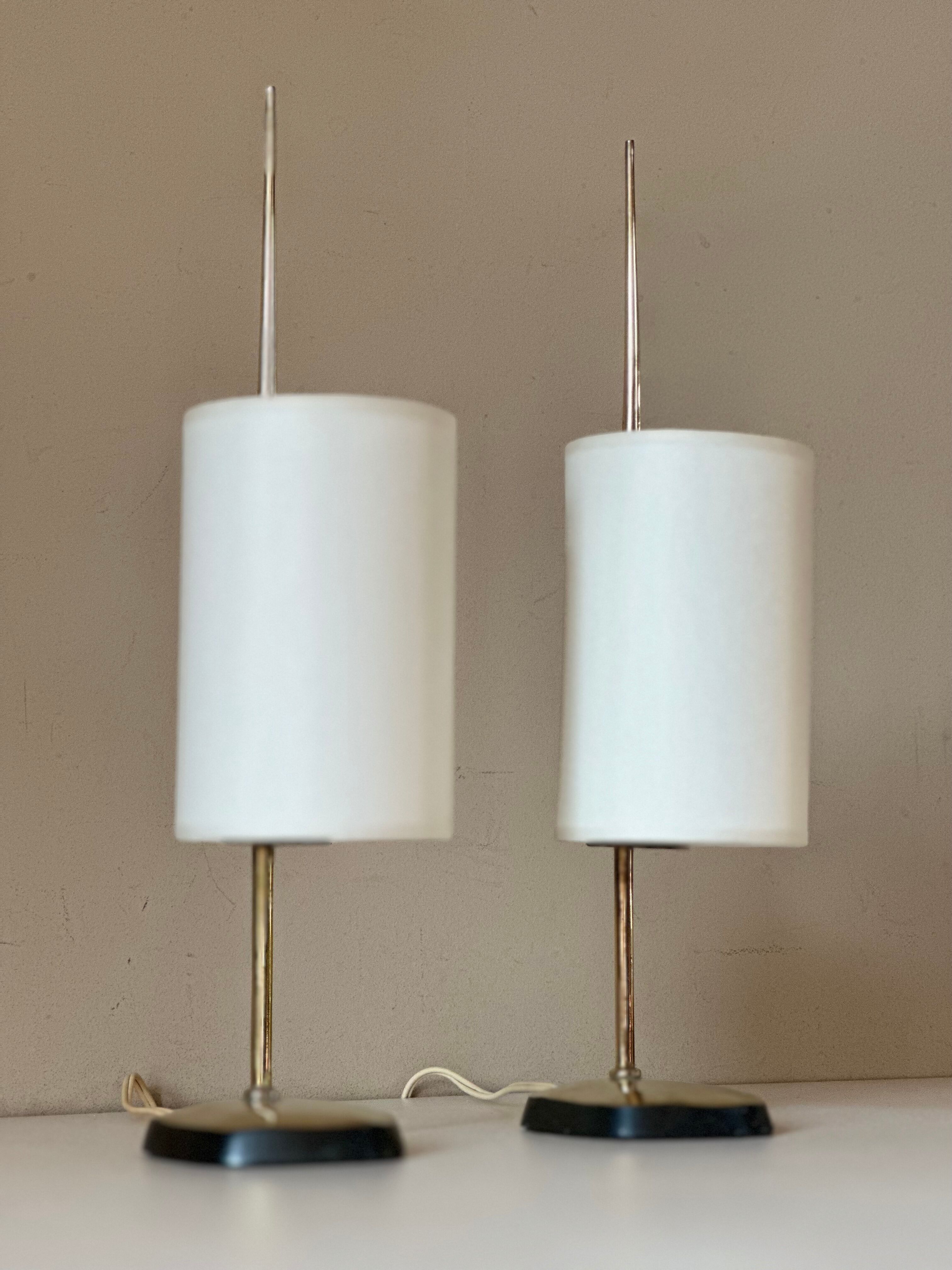 Pair of vintage brass lamps design 60 years