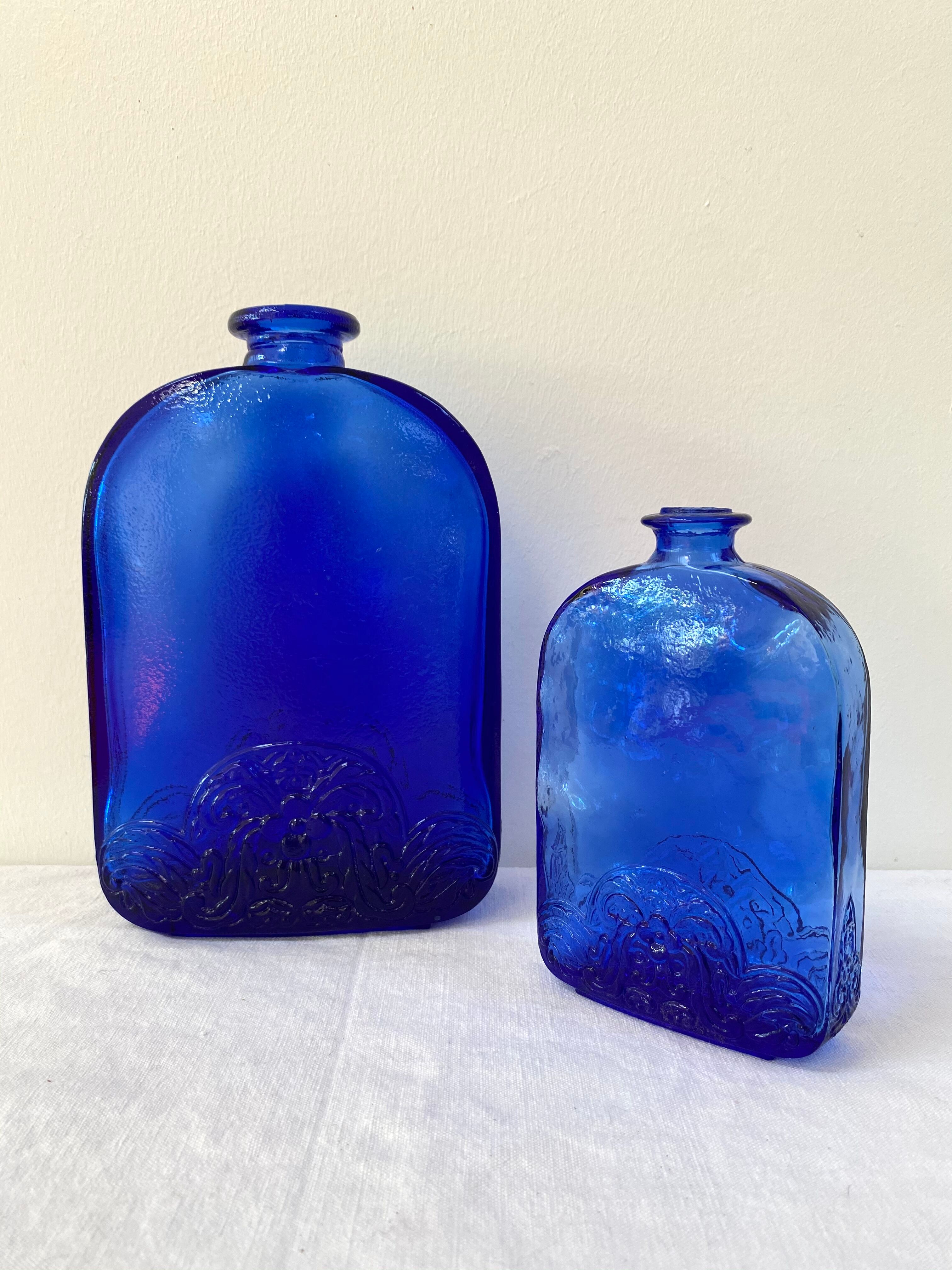 Large model cobalt blue glass bottle