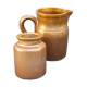 Duo de pots pichets en grès marron irisés, estampillé Digoin