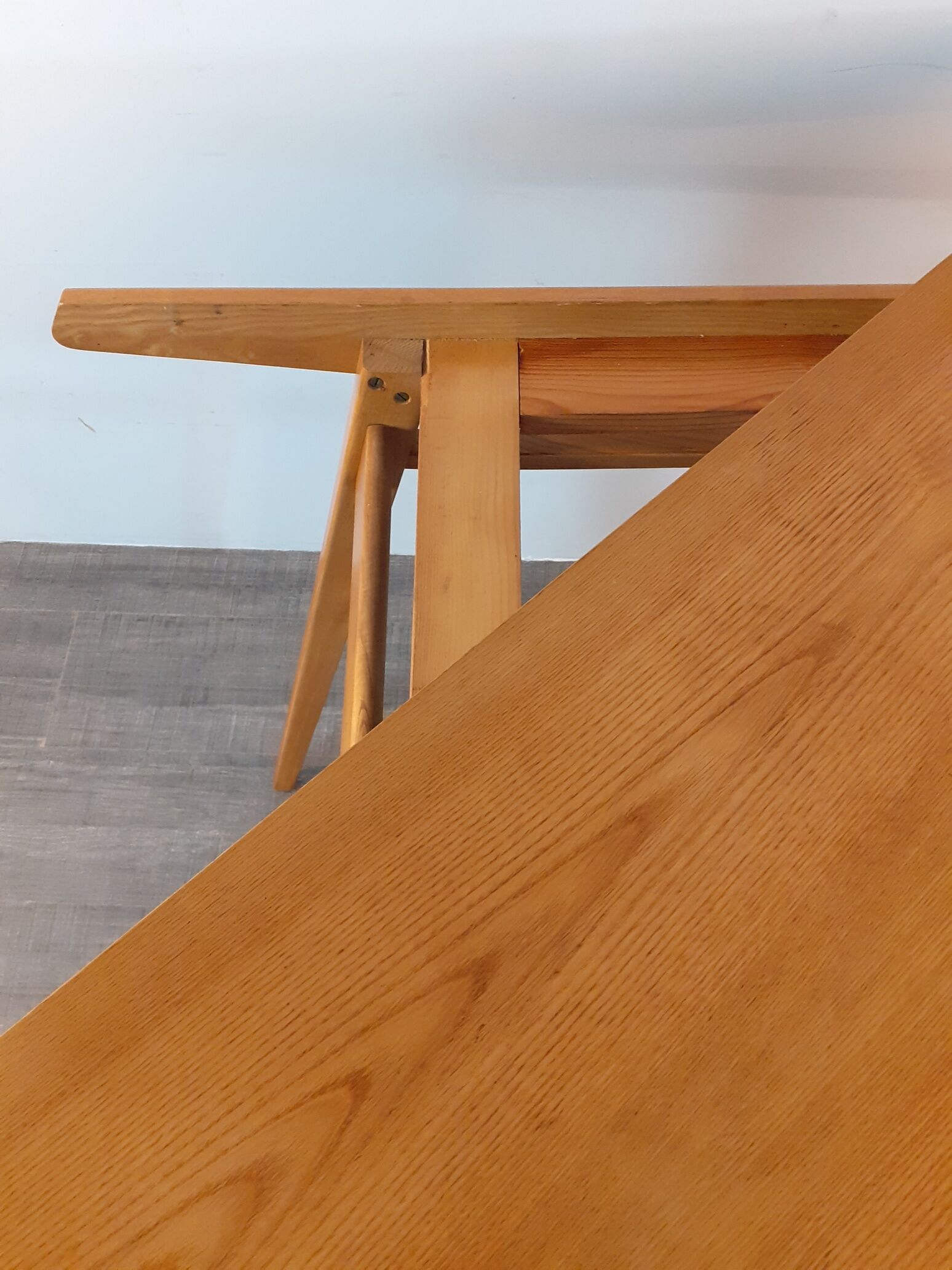 Extendable table in ash by Drevotex, vintage Czechoslovak 1950s