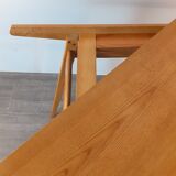 Extendable table in ash by Drevotex, vintage Czechoslovak 1950s