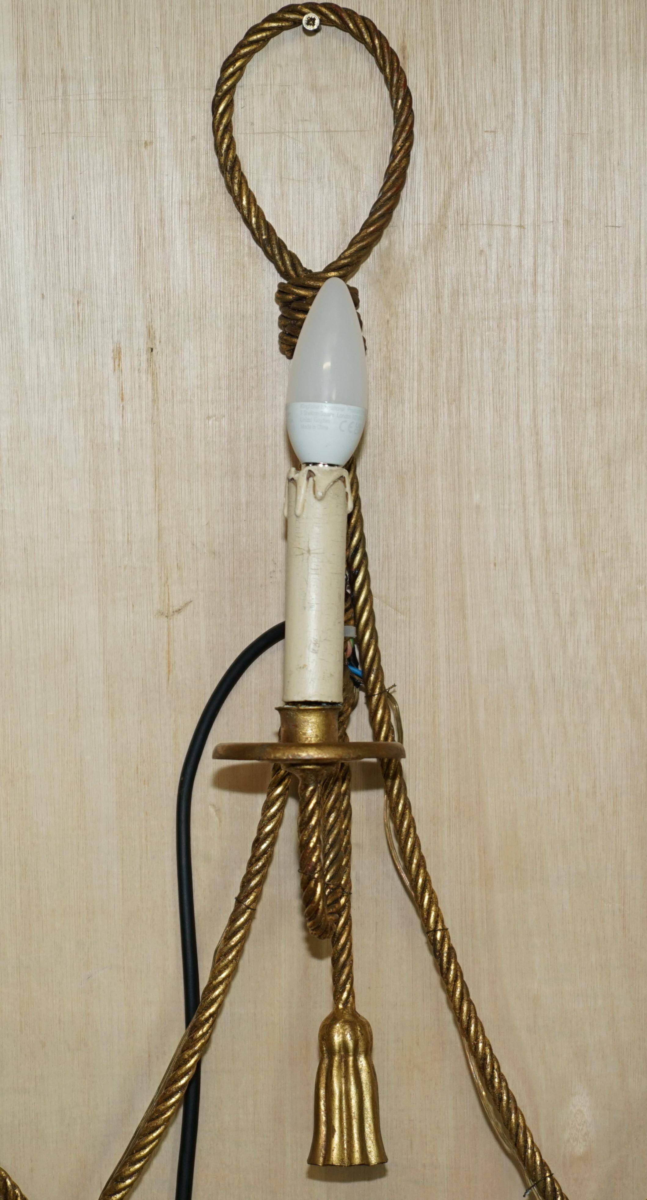 Vintage Twisted Wall Light Three Branches with Pendants