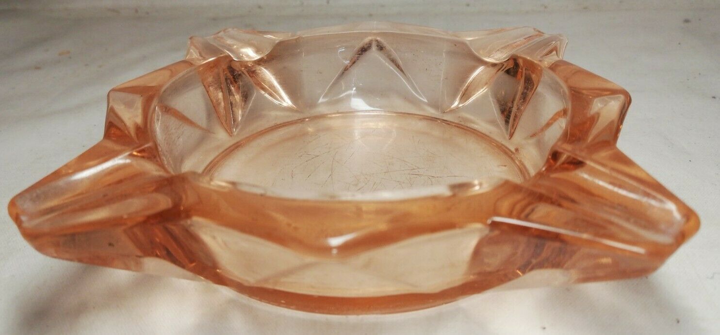 Pink glass ashtray