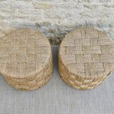 Pair of braided rope ottoman stools