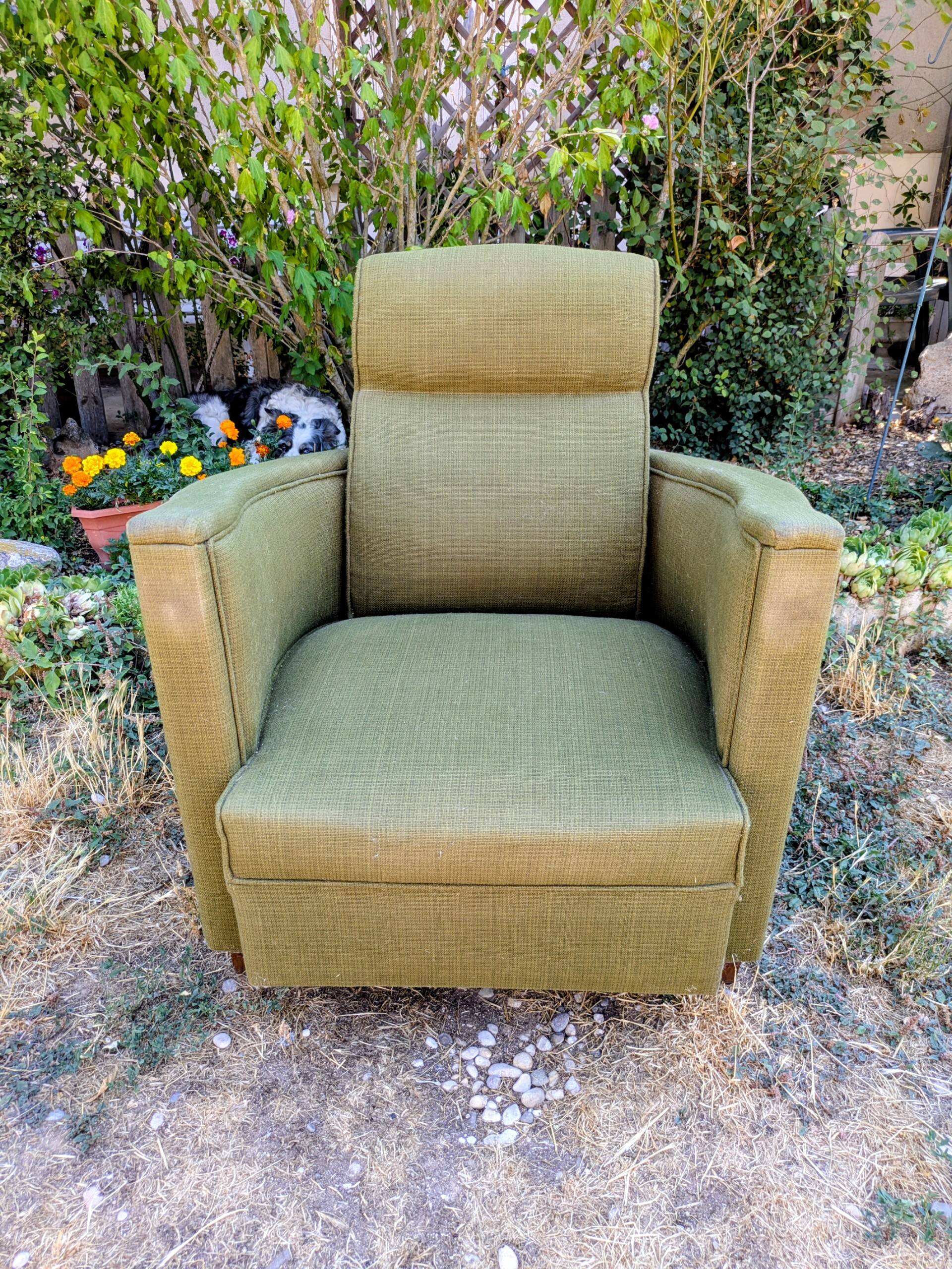 Pair of vintage studio armchairs in Art Deco style.