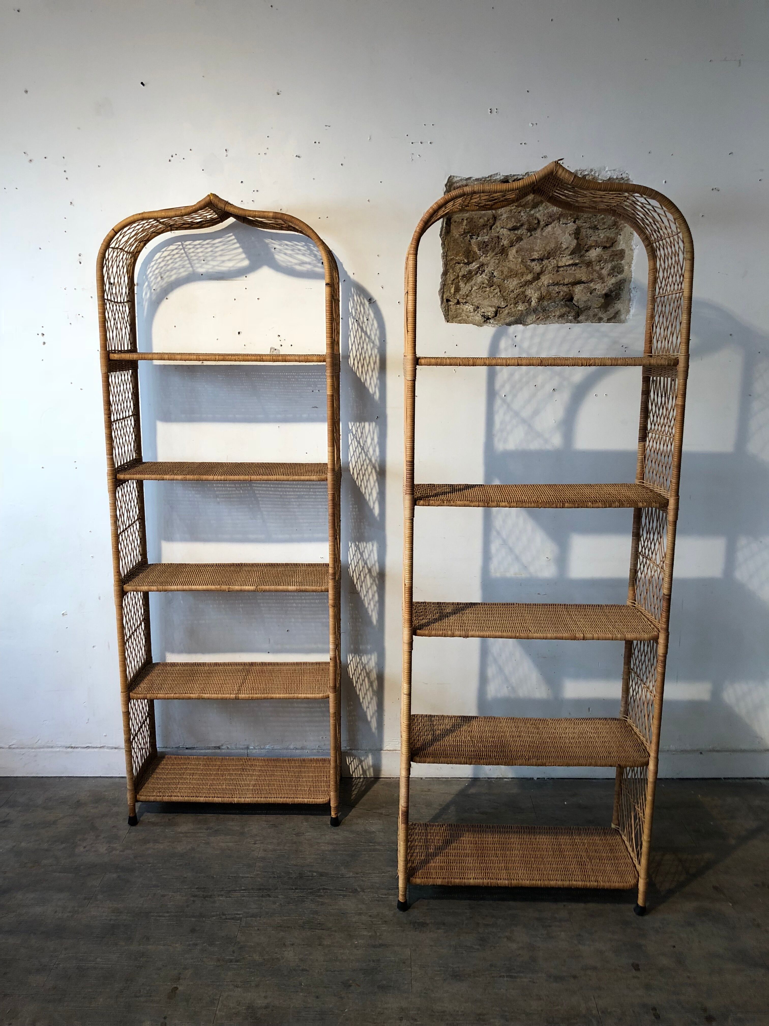Pair of wicker bookcase