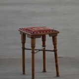 Almue Scandinavian Stool in Wood and Fabric, Late 19th Century