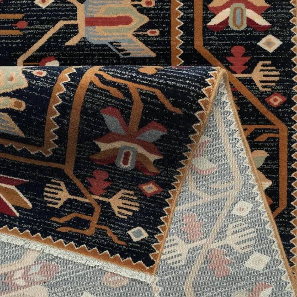 Black floral Persian rug - Wool