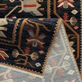 Black floral Persian rug - Wool