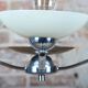 Art Deco Chandelier in Chromed Steel, Beech and Opal Glass, Czech, 1920s