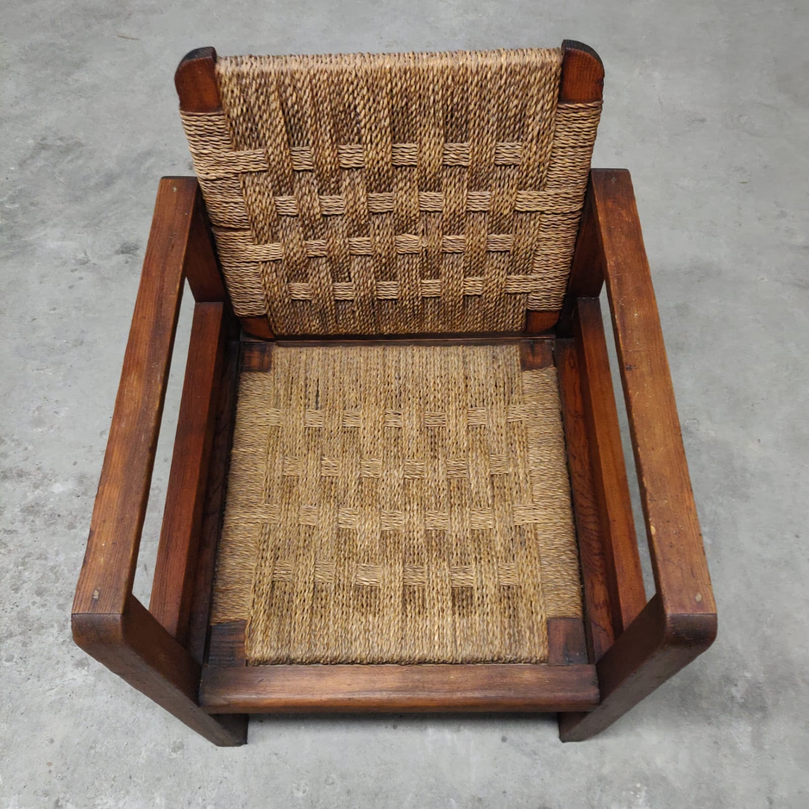 Wooden and rope armchair