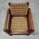 Wooden and rope armchair