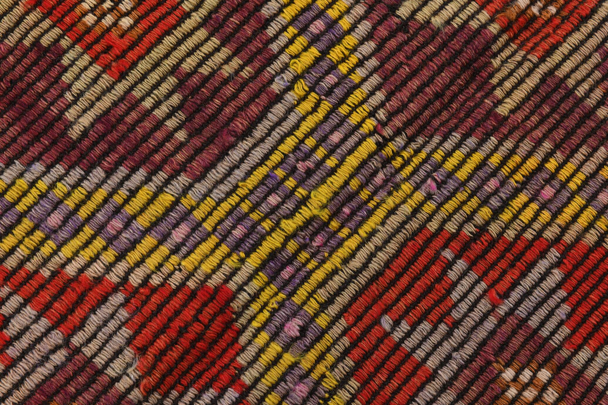 5x8 Burgundy & Yellow Geometric Kilim Rug, 160x258Cm