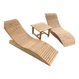Sun lounger (2) + table