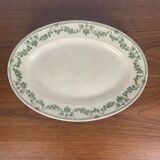 Large oval dish, "Champagne" model, Badonviller, green