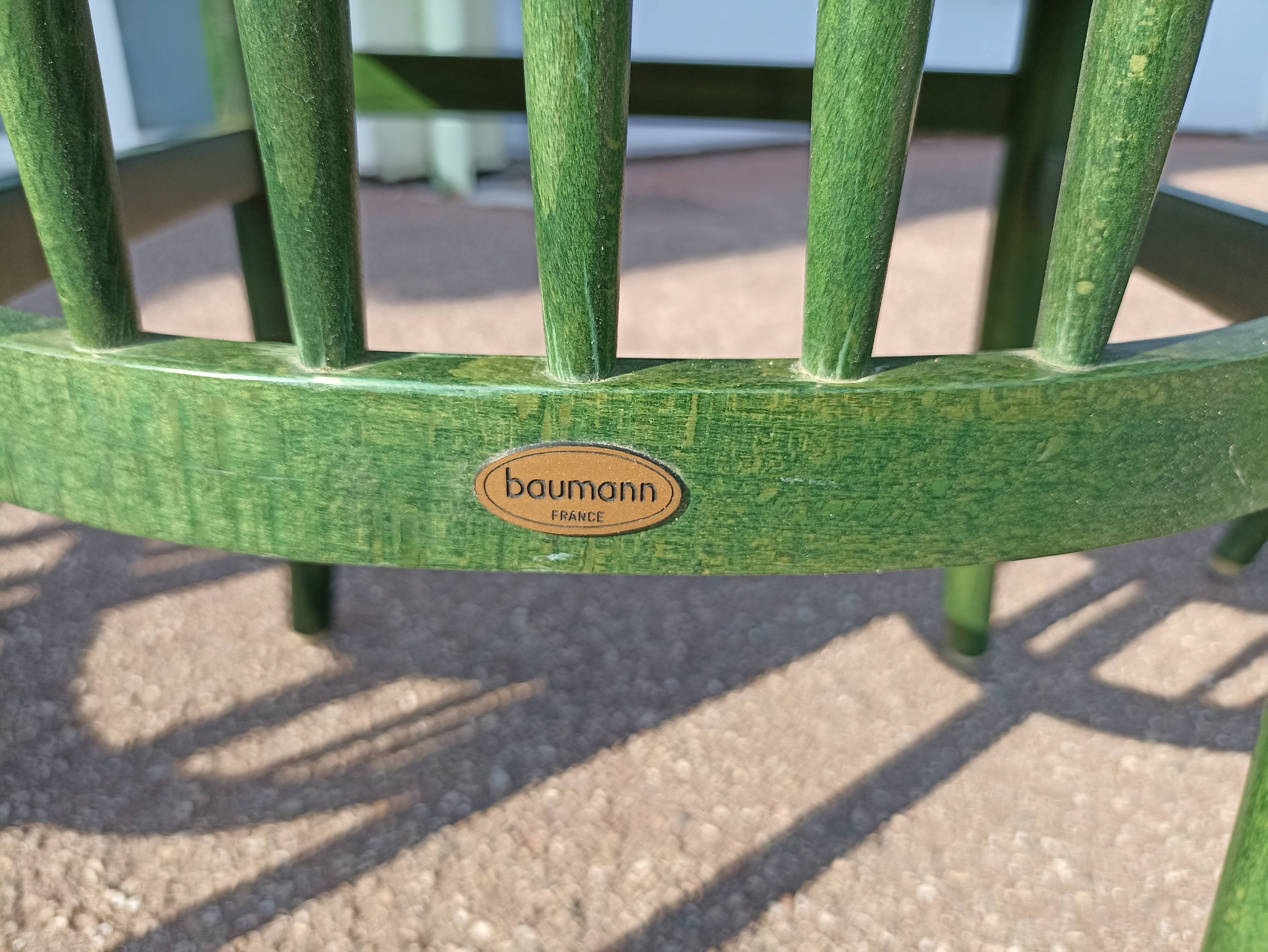 Lot de 6 chaises de bistrot baumann eden terrasse verte bois - vintage