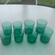 8 glasses in green glass with whisky, aperitif or water vintage 1970