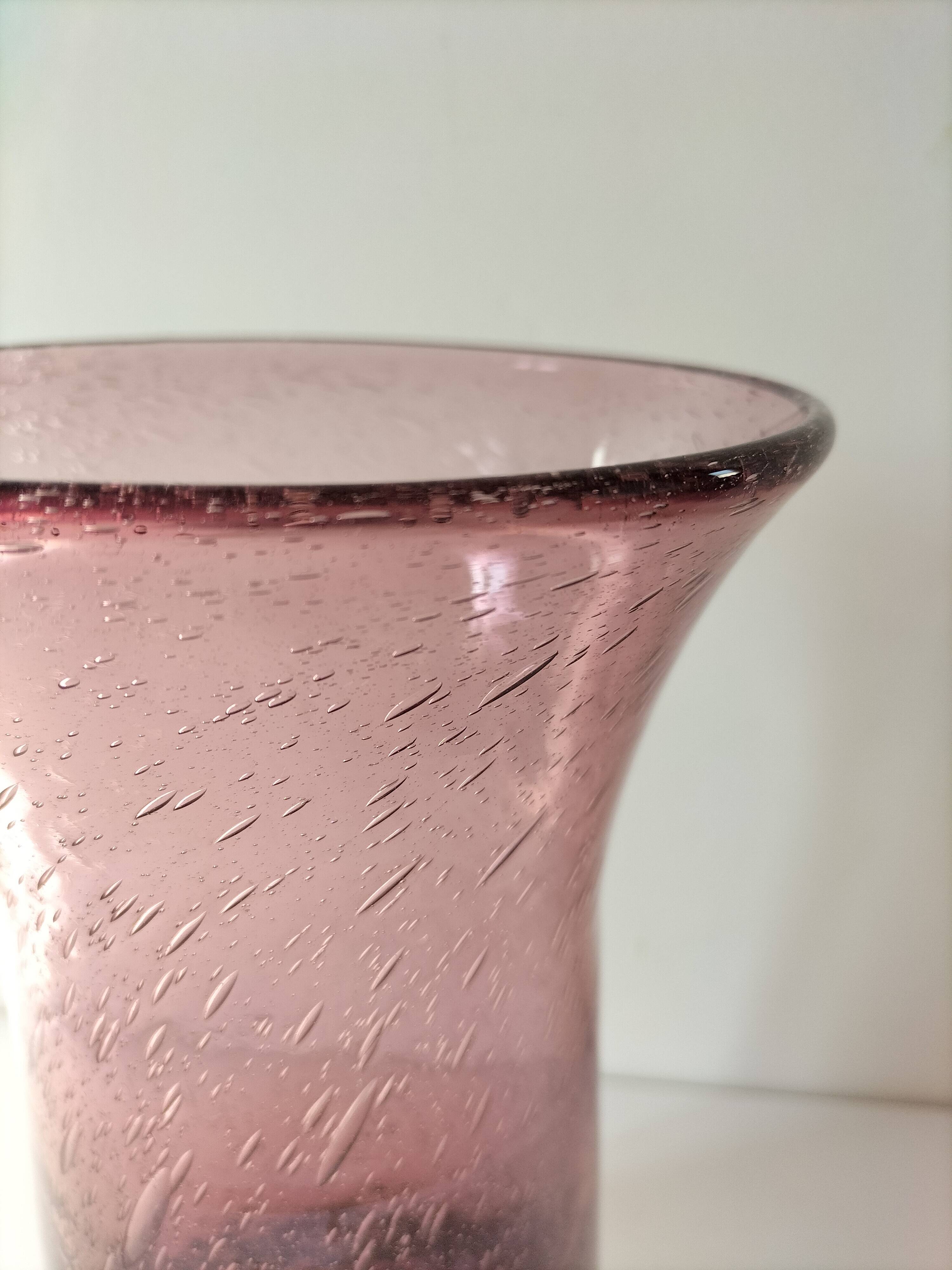 Purple bubble glass vase