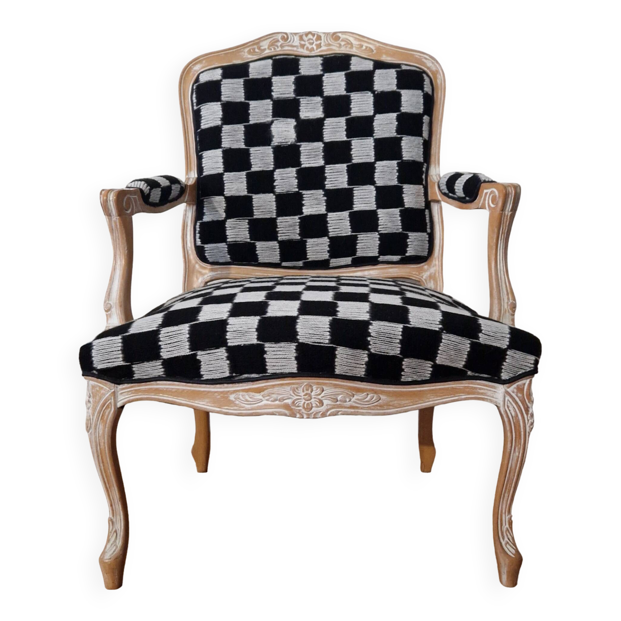 Louis XV style checkerboard armchair
