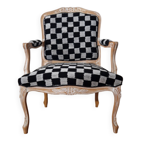 Fauteuil Louis XV style damier