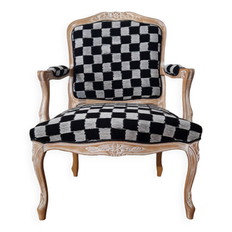 Fauteuil Louis XV style damier