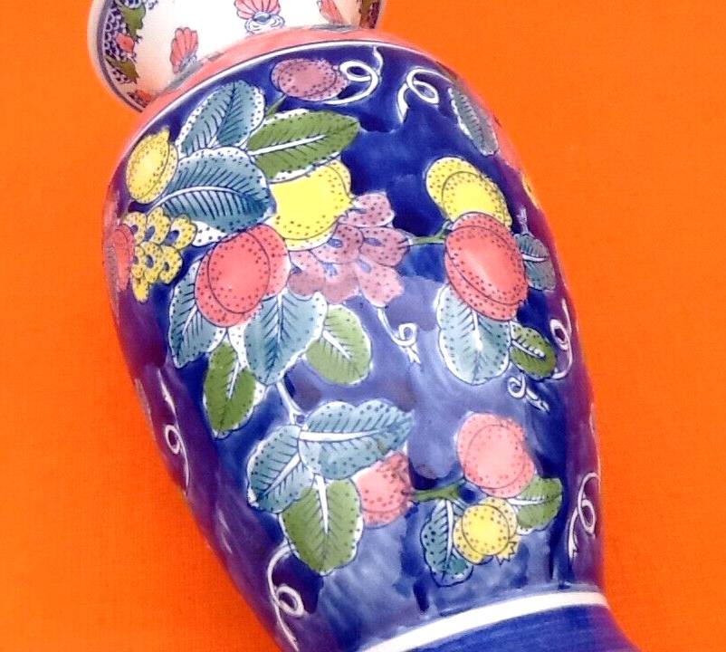 Baluster vase Polychrome ceramic Floral decoration