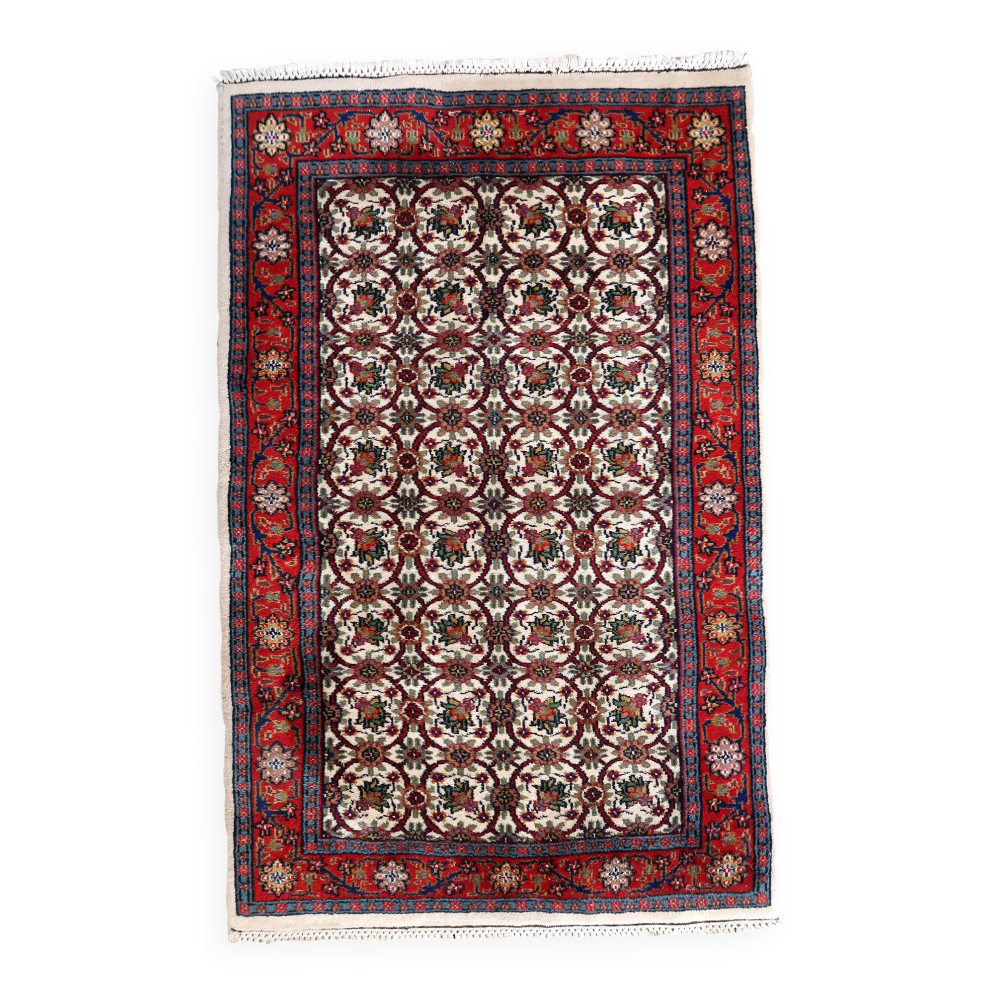 Tapis Vintage Indien Mahal Fait Main en Laine – Années 1970 – 78 x 125 cm