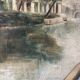 Stroll along a riverbank, oil on canvas