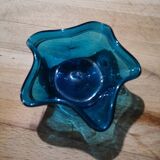 Petit cendrier en verre bleu