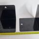 Set of six vintage black lacquered steel bookhouses